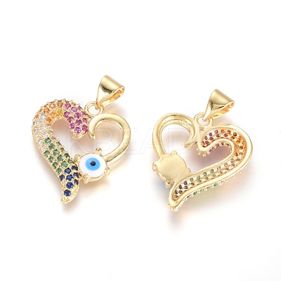 Brass Micro Pave Cubic Zirconia Pendants KK-I657-30G-1