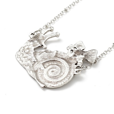 Alloy Snail with Mushroom Pendant Necklace with Resin Beaded LS-NJEW-G056-03AS-1