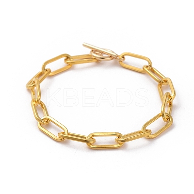 Unwelded Iron Paperclip Chain Bracelets X-BJEW-JB05044-01-1