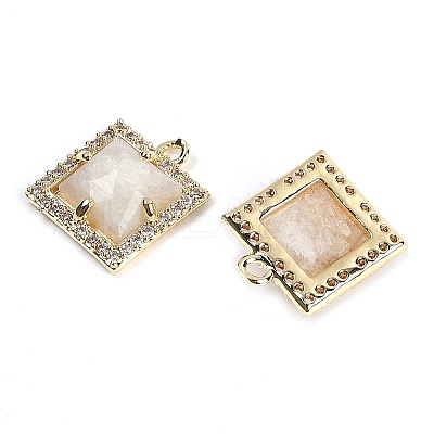 Natural Moonstone Faceted Square Charms G-I375-06G-03-1