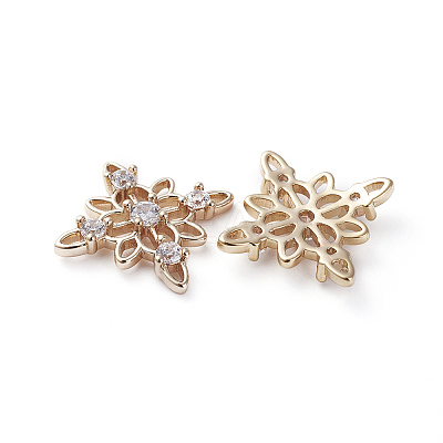 Brass Cubic Zirconia Filigree Joiners ZIRC-K083-014G-1
