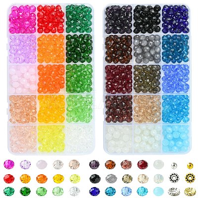 Rondelle Glass & Alloy Rhinestone Spacer Beads Jewelry Making Findings Kits DIY-YW0011-13-1