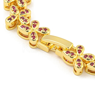 Rack Plating Brass Pave Cubic Zirconia Butterfly Link Bracelets for Women BJEW-B110-05G-02-1
