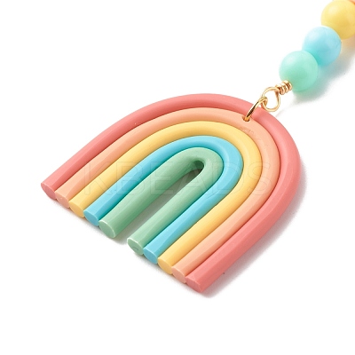 Handmade Polymer Clay & Alloy Enamel Pendants Keychain KEYC-JKC00337-1