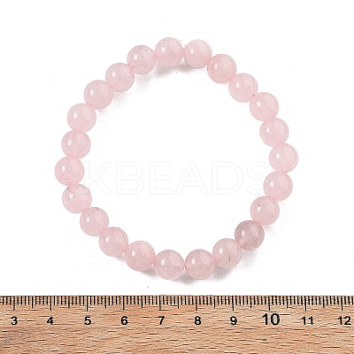 Natural Rose Quartz Bead Stretch Bracelets BJEW-K212-B-045-1