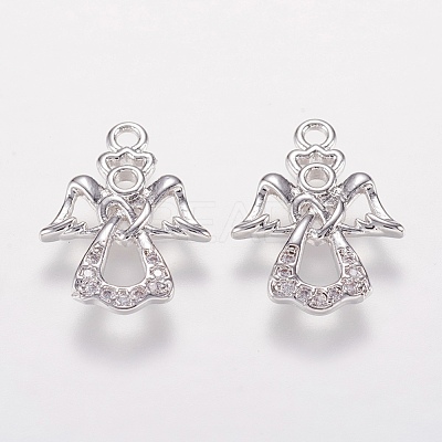 Brass Micro Pave Cubic Zirconia Charms KK-I613-09P-1