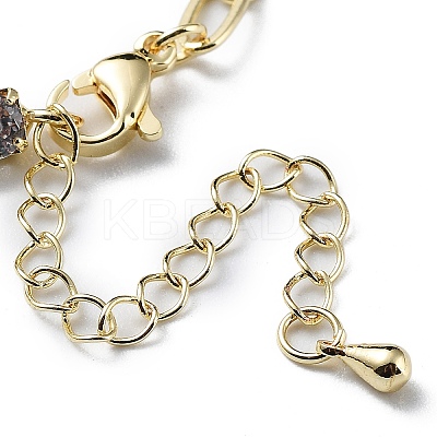 Brass Micro Pave Cubic Zirconia Strass & Paperclip Chain Bracelets BJEW-C052-04G-01-1