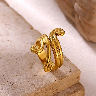 304 Stainless Steel Cuff Open Rings for Women LS-SA-CBA6EDB-09G-1