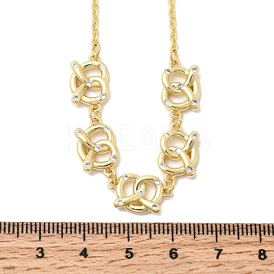 Brass Micro Pave Clear Cubic Zirconia Knot Pendant Necklaces NJEW-B157-08G-01-1