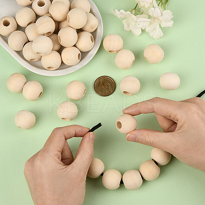 Natural Unfinished Wood Beads WOOD-PA0001-16A-1