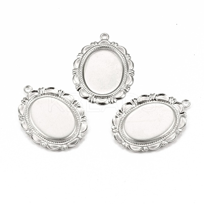 Non-Tarnish 304 Stainless Steel Pendant Cabochon Settings X-STAS-I167-03P-1