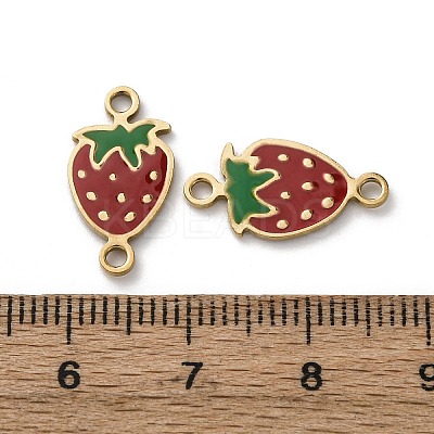 304 Stainless Steel Enamel Strawberry Connector Charms STAS-A121-02G-01-1