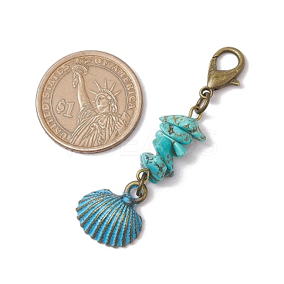 6Pcs Ocean Theme Alloy Pendant Decorations HJEW-JM02929-1