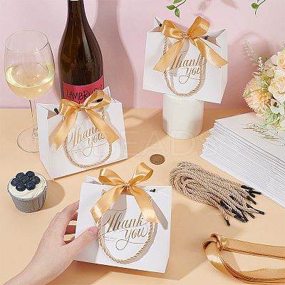 80Pcs Gold Stamping Thank You Paper Gift Packing Tote Bags ABAG-WA0001-05-1