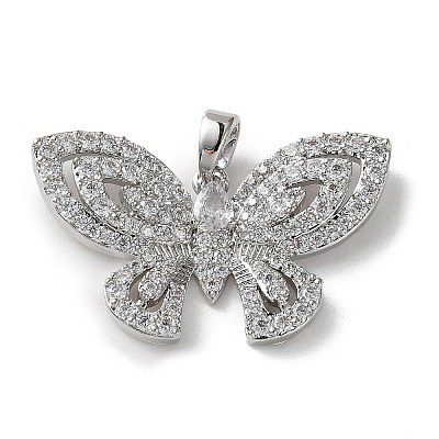 Brass Micro Pave Cubic Zirconia Pendants KK-P320-03A-P-1