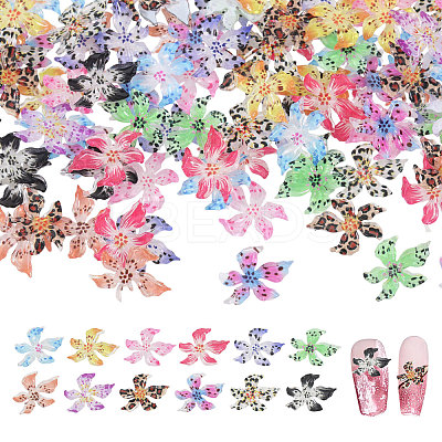 120Pcs 12 Colors Resin Flower Cabochons MRMJ-CA0001-55-1