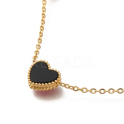 Ion Plating(IP) 304 Stainless Steel & Acrylic Black Heart Bib Necklaces NJEW-F328-14G-02-1