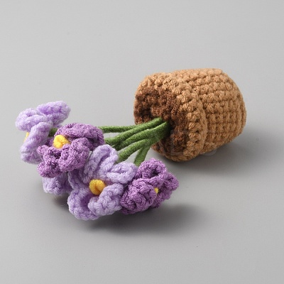 Handmade Knitting Crochet Artificial Flowers Potted DJEW-WH0042-33A-1