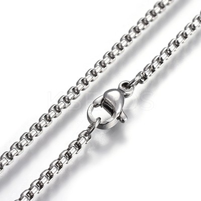 Non-Tarnish 304 Stainless Steel Box Chain Necklaces NJEW-O110-05D-P-1
