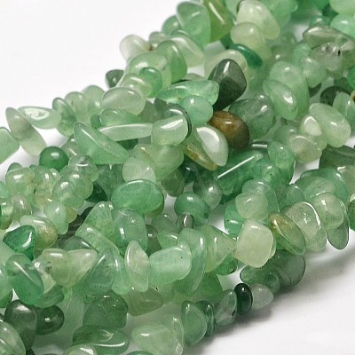 Natural Green Aventurine Chip Bead Strands X-G-L444-03-1