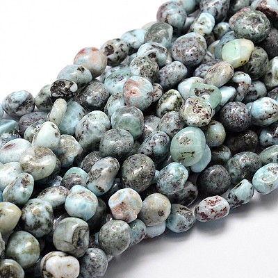 Natural Larimar Chip Beads Strands X-G-E271-128-1