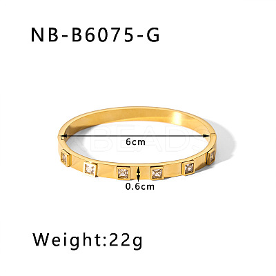 304 Stainless Steel Pave Cubic Zirconia Bangles FS-WG09E60-08-1