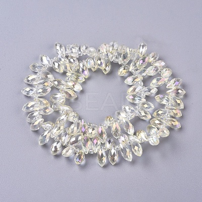 Electroplate Glass Faceted Teardrop Beads Strands EGLA-D014-37-1
