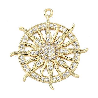 Brass Micro Pave Clear Cubic Zirconia Pendants KK-I476-06G-1
