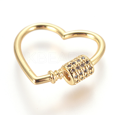 Brass Micro Pave Cubic Zirconia Screw Carabiner Lock Charms LS-ZIRC-F105-16G-1