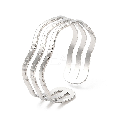 Non-Tarnish 304 Stainless Steel Wave Open Cuff Bangles BJEW-L682-008P-1