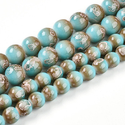 Baking Paint Glass Beads Strands DGLA-N008-8mm-05-1