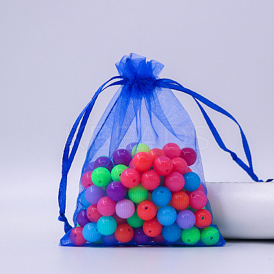 Rectangle Organza Drawstring Bags CON-PW0001-054C-02-1