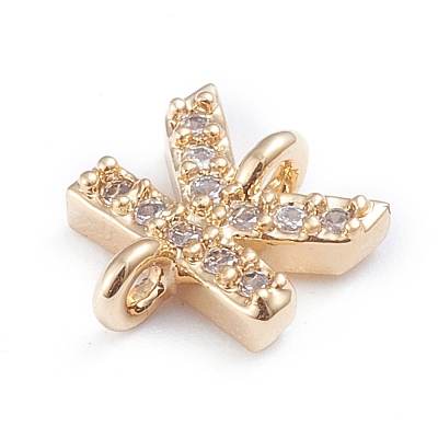 Brass Micro Pave Cubic Zirconia Letter Links X-ZIRC-I042-16G-K-1