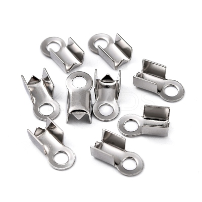 Tarnish Resistant 304 Stainless Steel Fold Over Crimp Cord Ends STAS-M009-01B-1