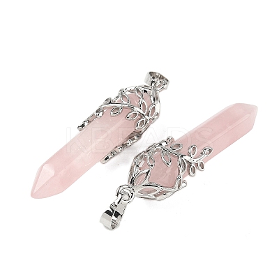 Natural Rose Quartz Pendants G-M450-01P-09-1