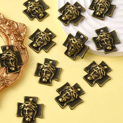 Tibetan Style Alloy Cross with Jesus Alloy Pendants for Easter Jewelry MLF10674Y-NF-1