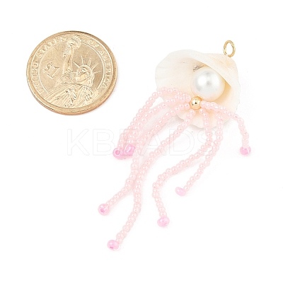 Natural Shell & Glass Pearl Big Pendants PALLOY-FS00031-1