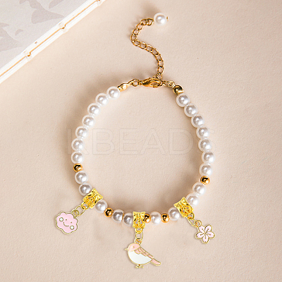 50Pcs 10 Styles Alloy Pink Enamel European Dangle Charms ENAM-CJ0005-49-1