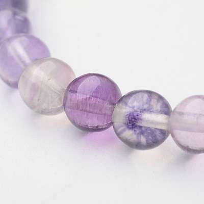 Natural Fluorite Beaded Stretch Bracelets X-BJEW-F202-05-1