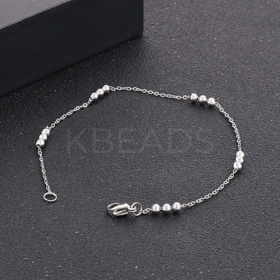 Non-Tarnish 304 Stainless Steel Round Beaded Link Chain Bracelets for Women LS-BJEW-D033-01P-1