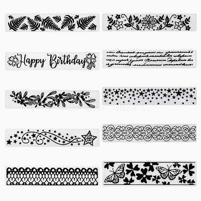 10Pcs 10 Styles Transparent Clear Plastic Embossing Template Folders DIY-GF0005-95-1
