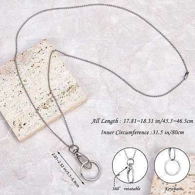 304 Stainless Steel Ball Chains Neck Strap Lanyard HJEW-SW00133-1