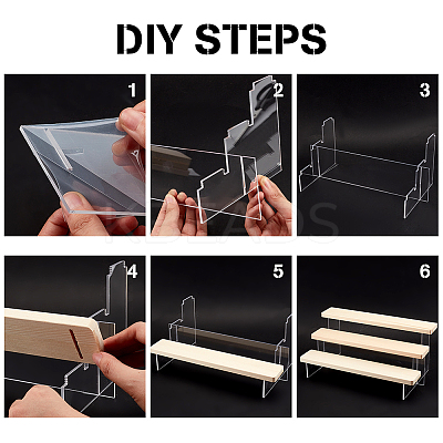 3-Tier Assembled Transparent Acrylic Organizer Display Risers ODIS-WH0029-89A-01-1