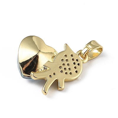 Real 18K Gold Plated Rack Plating Brass Micro Pave Clear Cubic Zirconia Pendants KK-C015-21G-01-1