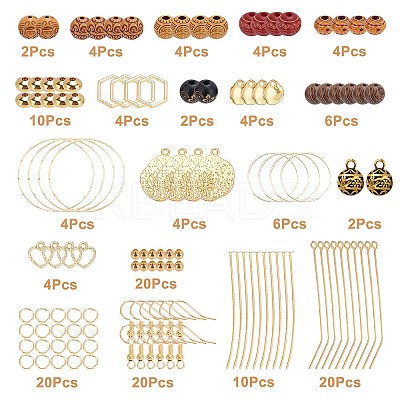 Wood Beads Dangle Earrings DIY Making Kit DIY-SC0017-64-1