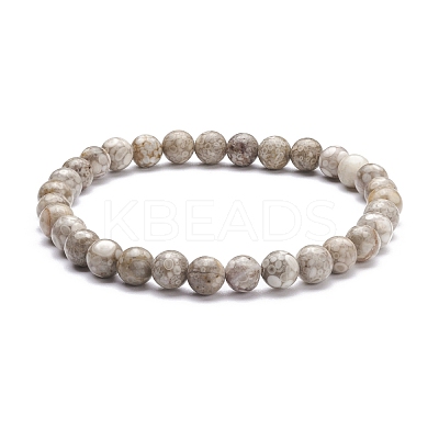 6mm Round Natural Maifanite/Maifan Stone Beads Stretch Bracelet BJEW-JB07088-03-1