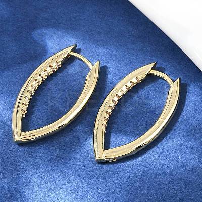 Brass Micro Pave Clear Cubic Zirconia Horse Eye Hoop Earrings EJEW-G446-04A-G-1