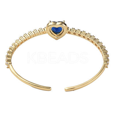 Cubic Zirconia Heart Open Cuff Bangle BJEW-N012-031B-1