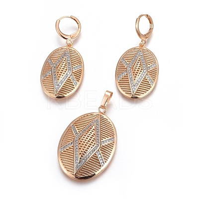 Brass Micro Pave Cubic Zirconia Jewelry Sets SJEW-F189-06KCG-1