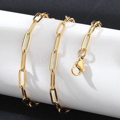 Ion Plating(IP) 304 Stainless Steel Paperclip Chain Necklace NJEW-D045-14G-1